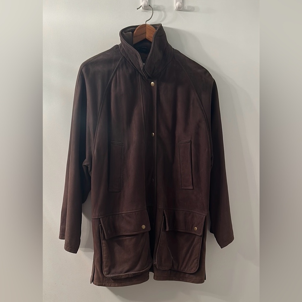 VTG Barneys New York Chocolate Brown Suede Field Jacket